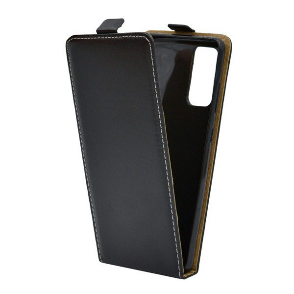 Tok álló, bőr hatású (FLIP, lefelé nyíló, szilikon tartó) FEKETE [Samsung Galaxy S20 FE (SM-G780)] (5996591006246)