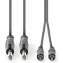 Nedis COTH23320GY30 sztereó audiokábel 2 db 6,35 mm-es Dugasz – 2 db RCA-dugasz 3,0m szürke