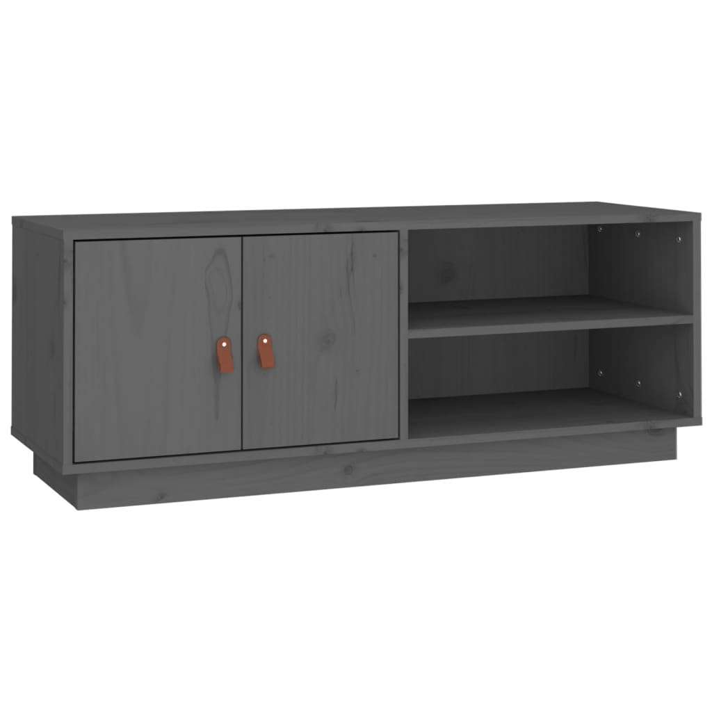 szürke tömör fenyőfa TV-szekrény 105 x 34 x 40 cm (818222)