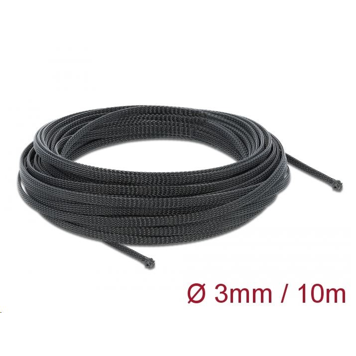 Delock Fonott kábelharisnya nyújtható 10 m x 3 mm fekete (18847) (18847)