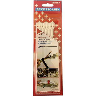 Tépőzáras kábelkötöző 10db-os szett 200 mm x 7 mm fehér színben Fastech 801-010C (801-010C)