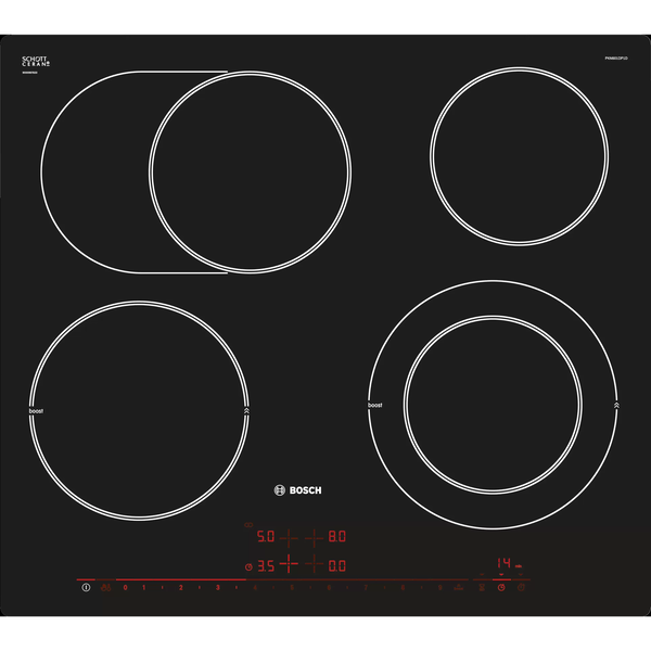 Bosch PKN601DP1D нагревателна плоча Черен Вграден Керамичен 4 zone(s)