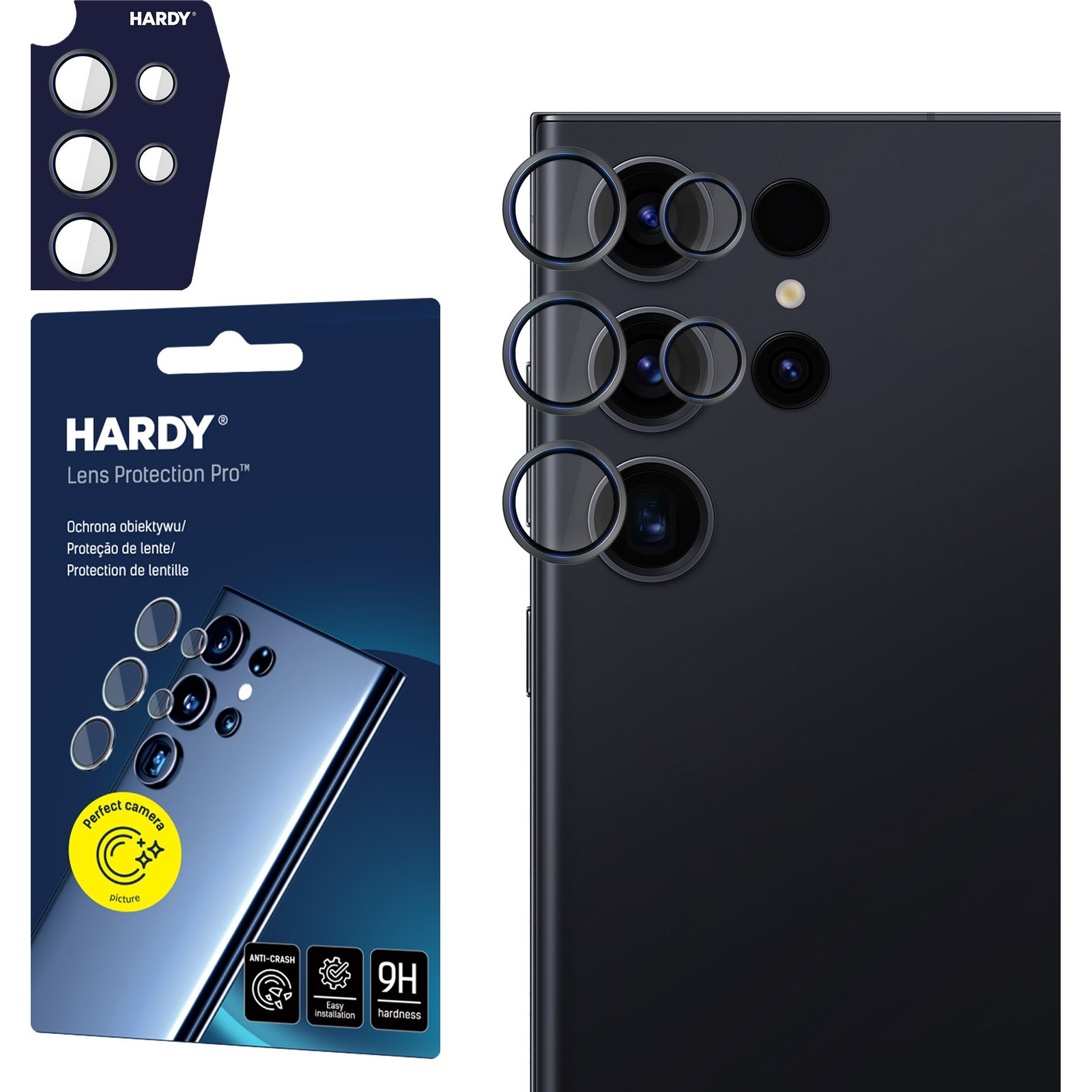 3MK Hardy Lens Protection Pro Kamera lencsevédő Samsung Galaxy S23 Ultra fekete (5903108573337)