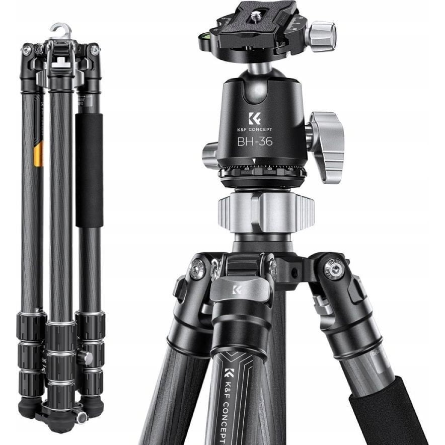 K&F Concept X284C4+BH-36 karbon állvány + monopod, 172cm magasság, 16kg teherbírás (SB9213)