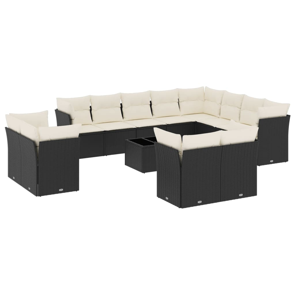 13 részes fekete polyrattan kerti ülőgarnitúra párnákkal (3250375)