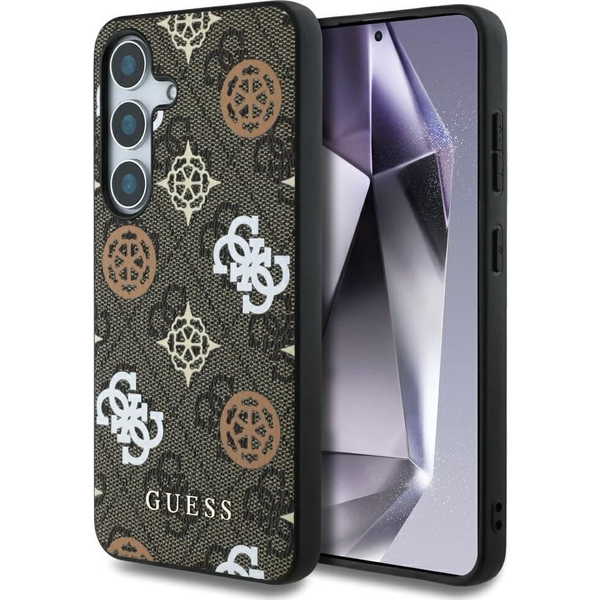 Guess 4G Printed Colored Peony Pattern Magsafe-Kompatibilis Tok Samsung Galaxy S25 - Barna