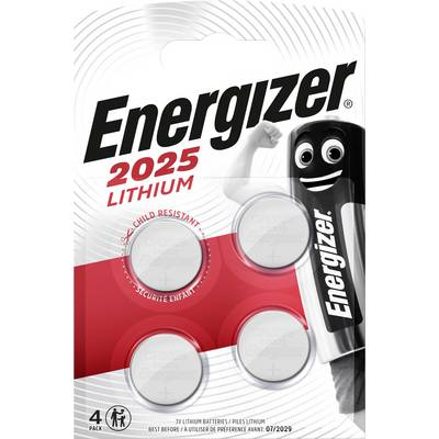 CR2025 lítium gombelem, 3 V, 163 mAh, 4 db, Energizer BR2025, DL2025, ECR2025, KCR2025, KL2025, KECR2025, LM2025 (E300520500)