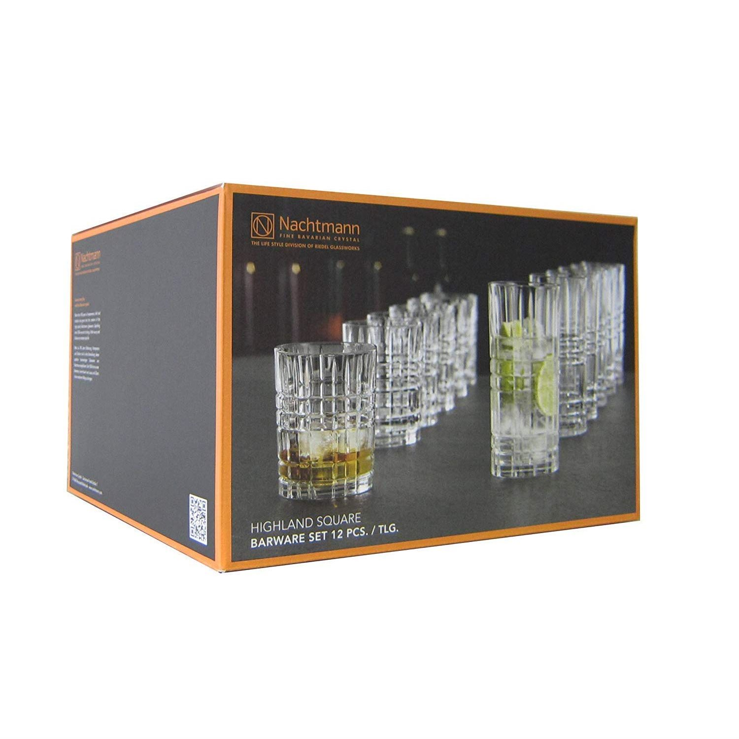 Nachtmann 12 darabos whiskys pohár készlet 345 ml, Longdrink 445 ml HIGHLAND SQUARE 101754 (101754)
