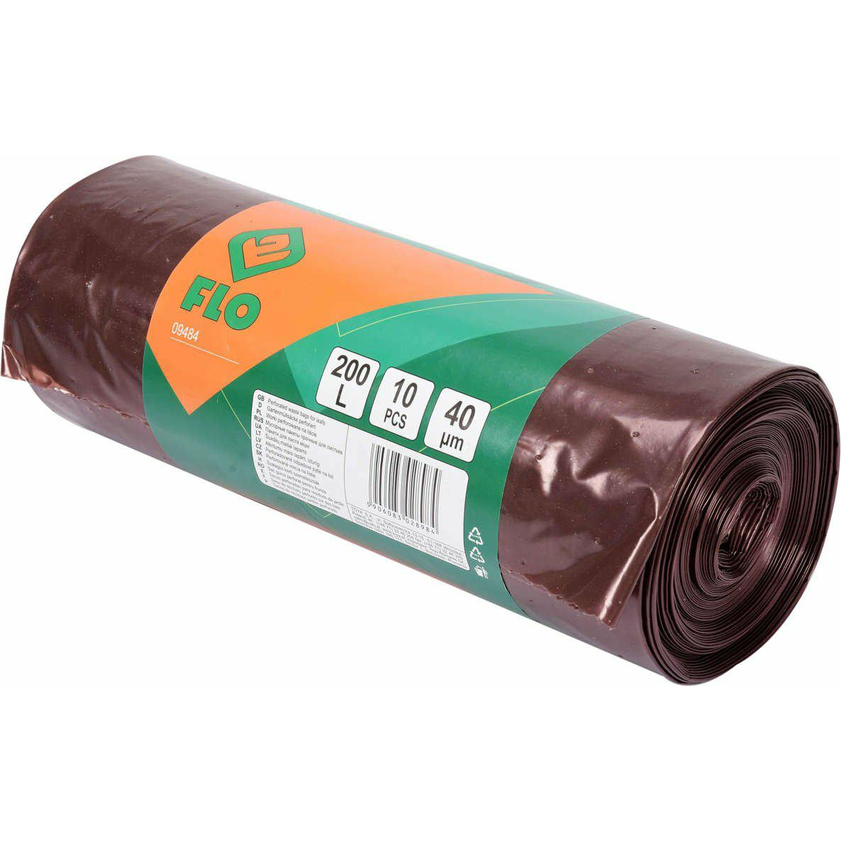 FLO Zöldhulladékgyűjtő Zsák Szellőző 200 Liter 0,04 mm 10 db (09484)