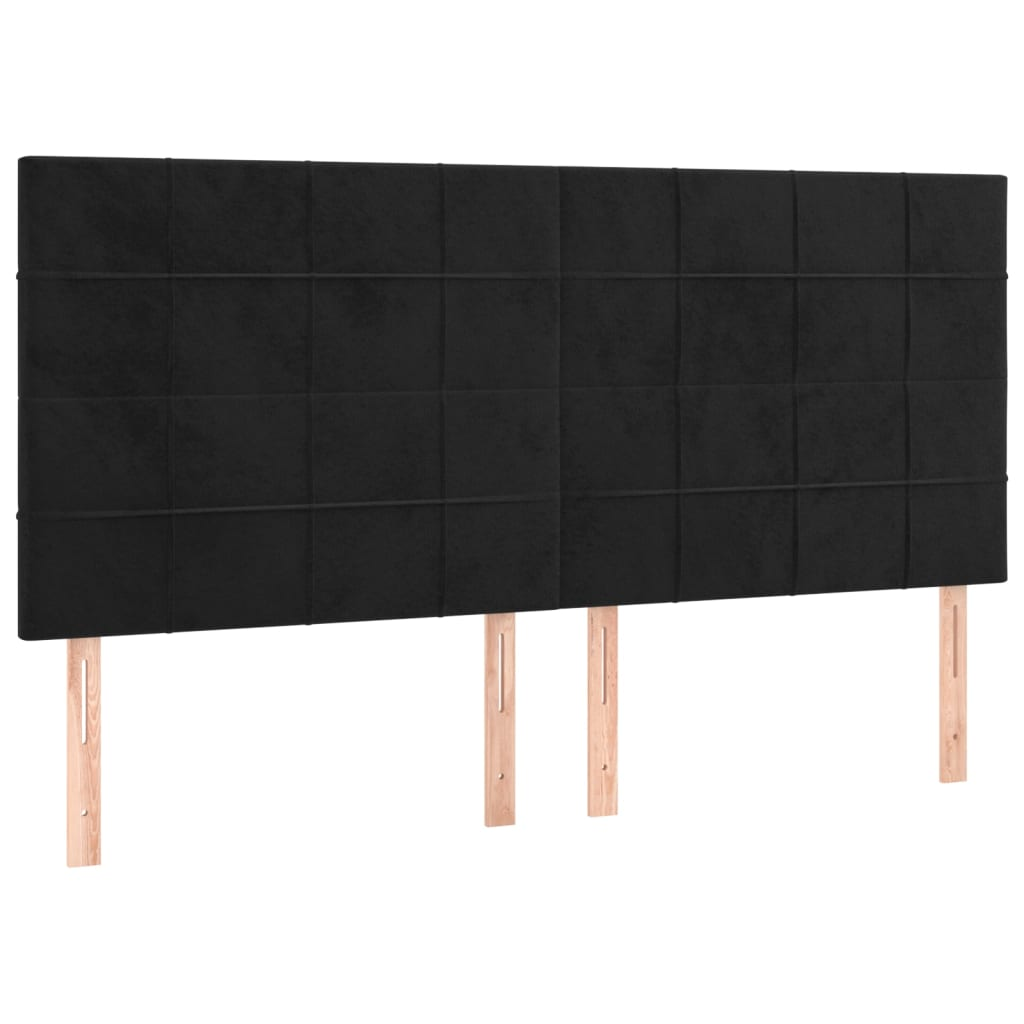 4 db fekete bársony fejtámla 100x5x78/88 cm (3116400)