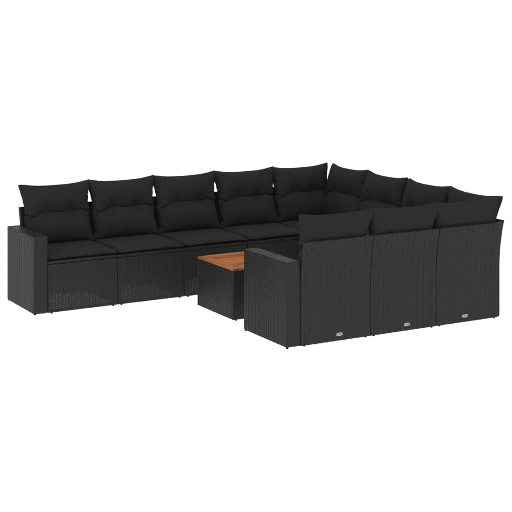 11 részes fekete polyrattan kerti ülőgarnitúra párnákkal (3256629)