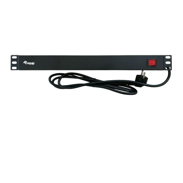 Equip 19" Steckdosenleiste CEE7/7 90°->8xSchuko+Switch  Alu.