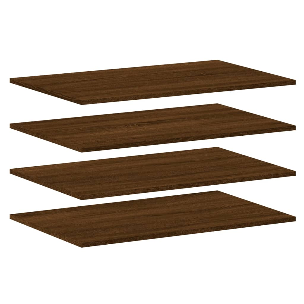 4 db barna tölgy színű szerelt fa fali polc 80 x 50 x 1,5 cm (838283)