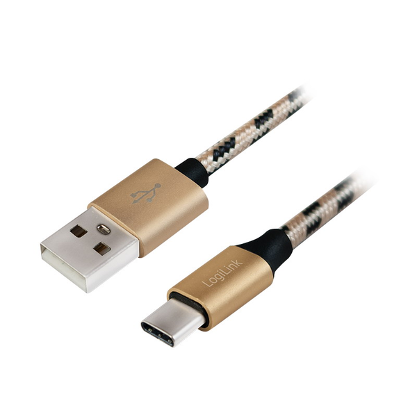 Logilink USB-A apa - USB-C apa Adat- és töltőkábel 2m - Arany/Fekete