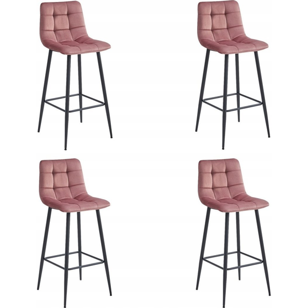 Hocker ARCETO - Sötét Rózsaszín Bársony / Fekete Lábak x 4