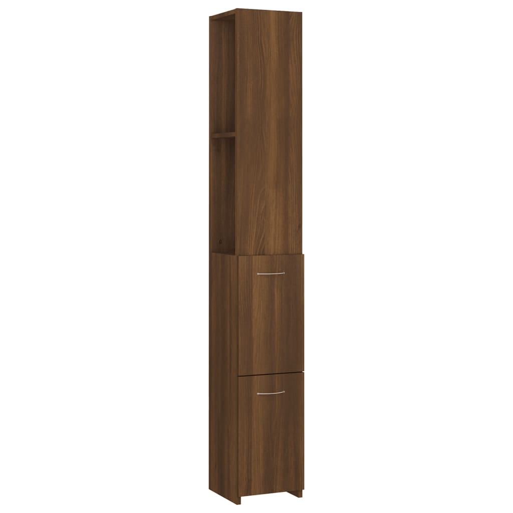 barna tölgyszínű szerelt fa fürdőszobaszekrény 25x26,5x170 cm (815962)