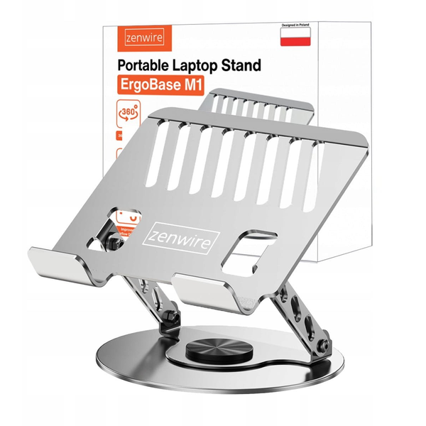 Zenwire ErgoBase M1 nastavljivo vrtljivo 360° hladilno stojalo za prenosnik in tablico do 17,3'' jekleno, zložljivo, 10 kg