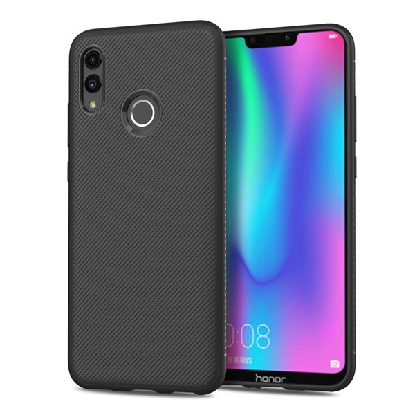 Szilikon telefonvédő (közepesen ütésálló, csíkos minta) FEKETE [Honor 10 Lite] (5996457836604)