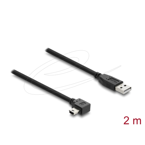 Delock USB 2.0 Kabel Typ-A Stecker zu Typ Mini-B Stecker rechts gewinkelt 2 m