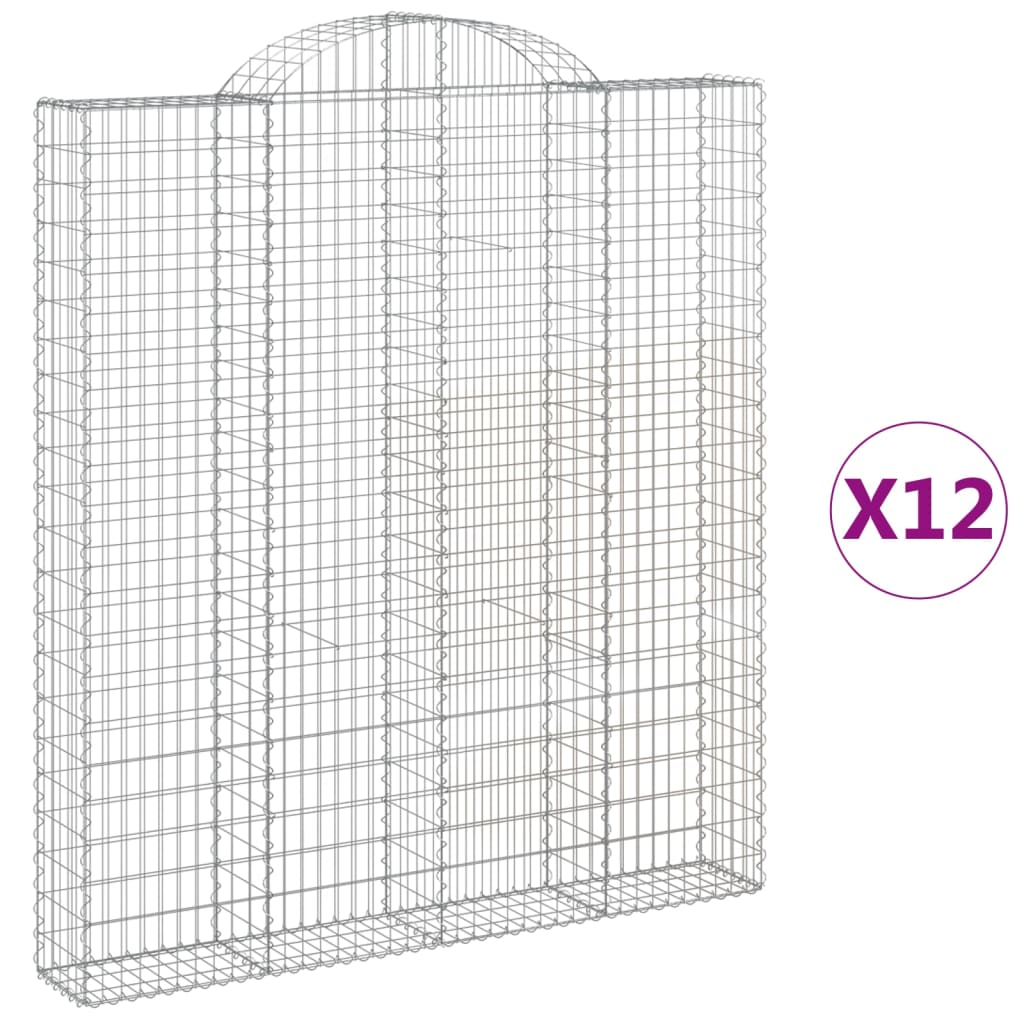 12 db íves horganyzott vas gabion kosár 200x30x220/240 cm (3146246)