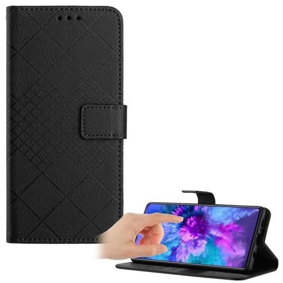 Gigapack Xiaomi Redmi A3 négyzet mintás fliptok fekete (GP-155716)
