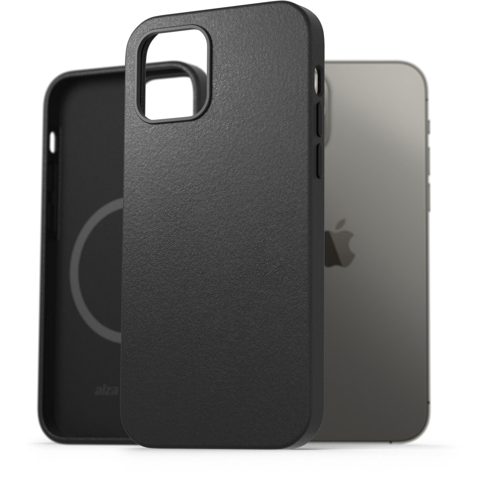 AlzaGuard Genuine Leather iPhone 12/12 Pro Magsafe fekete tok (AGD-GLCM0001B)