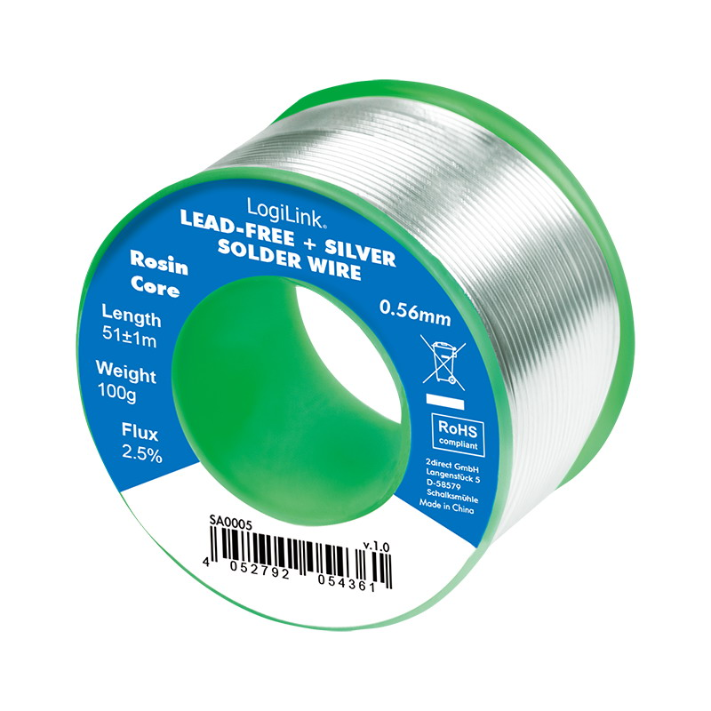 Logilink Forrasztóhuzal 0,56 mm (ólommentes + ezüst), 0,7% réz, 100 g (SA0005) (SA0005)