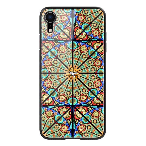 NILLKIN BRILLIANCE telefonvédő szilikon keret (BUMPER, közepesen ütésálló, edzett üveg hátlap, mandala minta) SZÍNES [Apple iPhone XR 6.1]