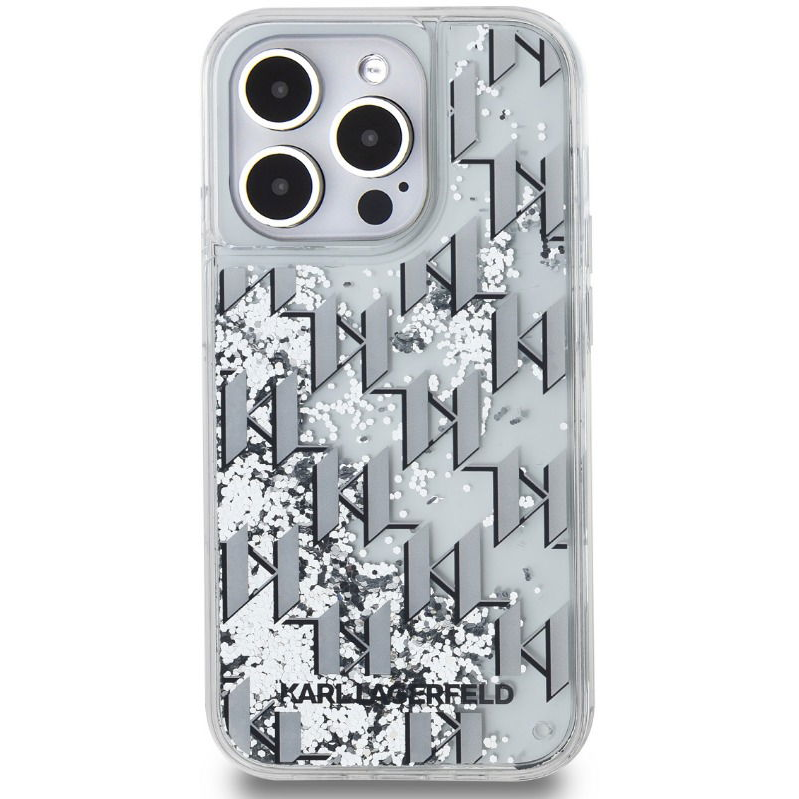 Karl Lagerfeld Liquid Glitter Monogram Gradient iPhone 14 Pro Max fehér tok (KLHCP14XLKLGKCCH)