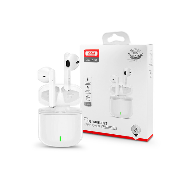 XO X20 Bluetooth 5.1 TWS fülhallgató töltőtokkal - fehér