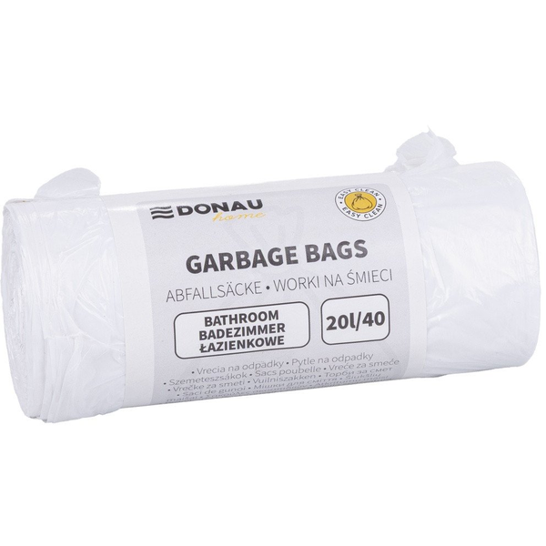 Worki na śmieci DONAU HOME, łazienkowe (HDPE), 20l, 40 szt., białe