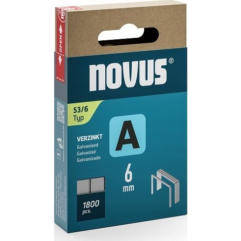 Novus Office 042-0773 Finomhuzal kapcsok 53-as típus 1800 db Méret (H x Sz) 6 mm x 11.3 mm (NV042-0773)