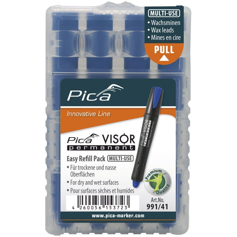 Pica VISOR permanent jelölőkréta utántöltő 10mm - Kék (4db/csomag) (991/41)