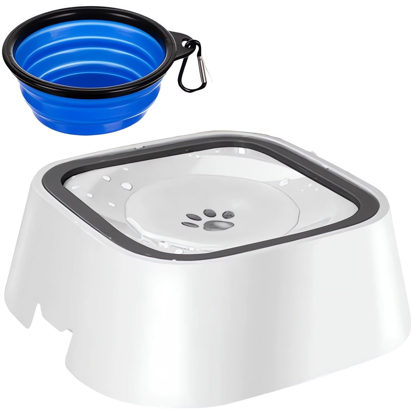 Purlov 24342 Water bowl for dogs 1,5 l white + travel bowl (57332)