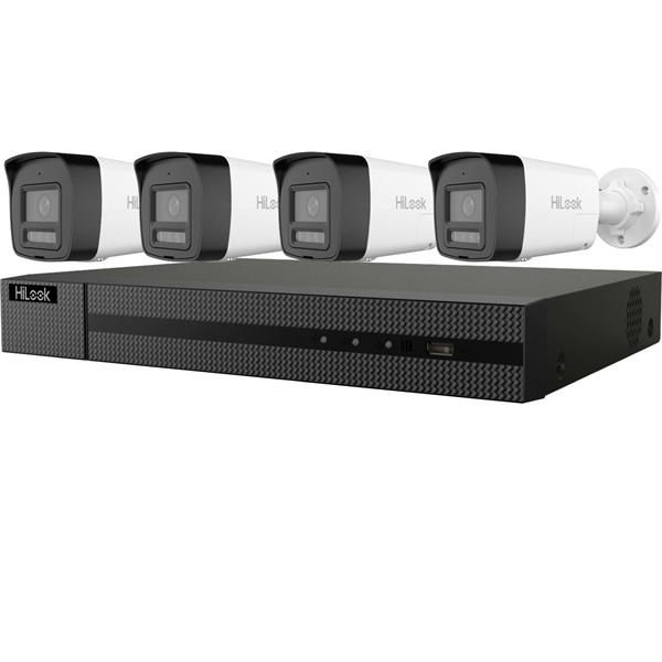 HiLook DS-J142I(STD)/IK28P-460B IP kamera szett, 4x6MP csőkamerával, beépített 2TB HDD-vel (DS-J142I(STD)/IK28P-460B)