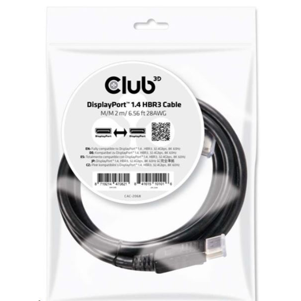 CLUB3D CAC-2068 καλώδιο DisplayPort Μαύρος (Μαύρο)