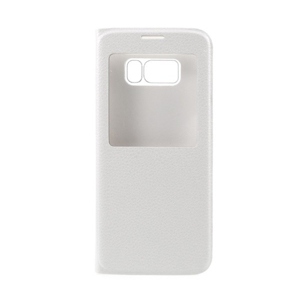 Tok álló, bőr hatású (FLIP, oldalra nyíló, hívókijelzés, View Window) FEHÉR [Samsung Galaxy S8 (SM-G950)] (5996457691944)