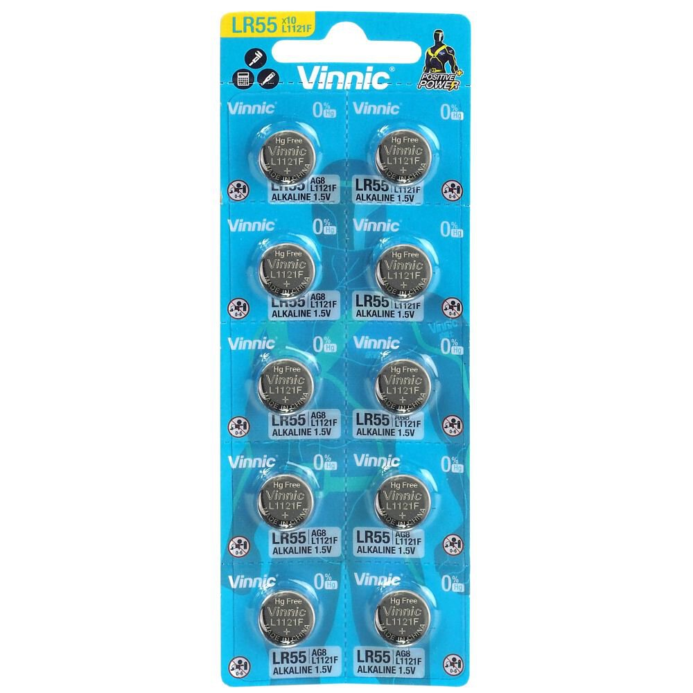 Alkaline Vinnic LR55 Gombelem (10db/csomag) (L1121F)