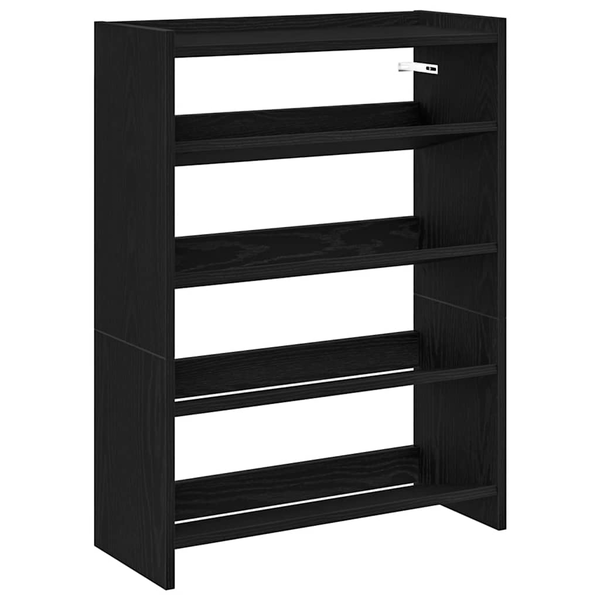fekete szerelt fa cipőtároló szekrény 80x25x61,5 cm