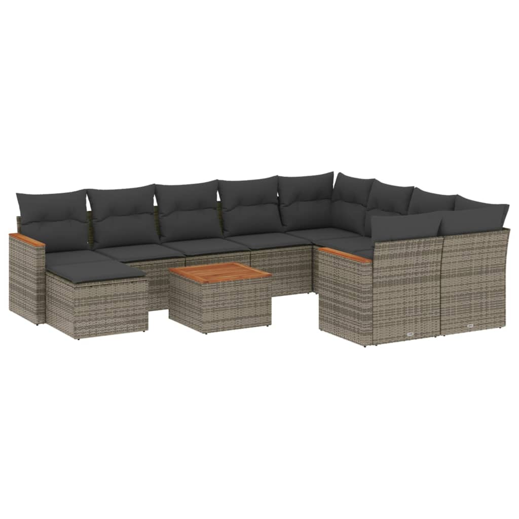 11 részes szürke polyrattan kerti ülőgarnitúra párnákkal (3226564)