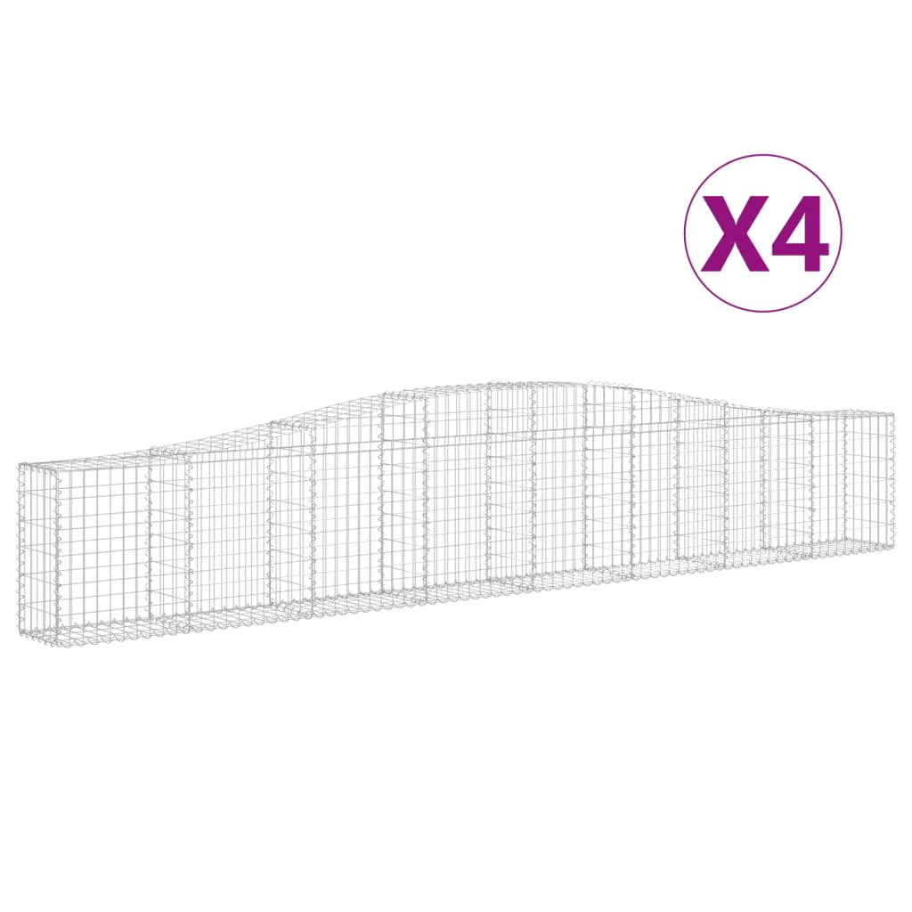 4 db íves horganyzott vas gabion kosár 400x30x60/80 cm (3145802)