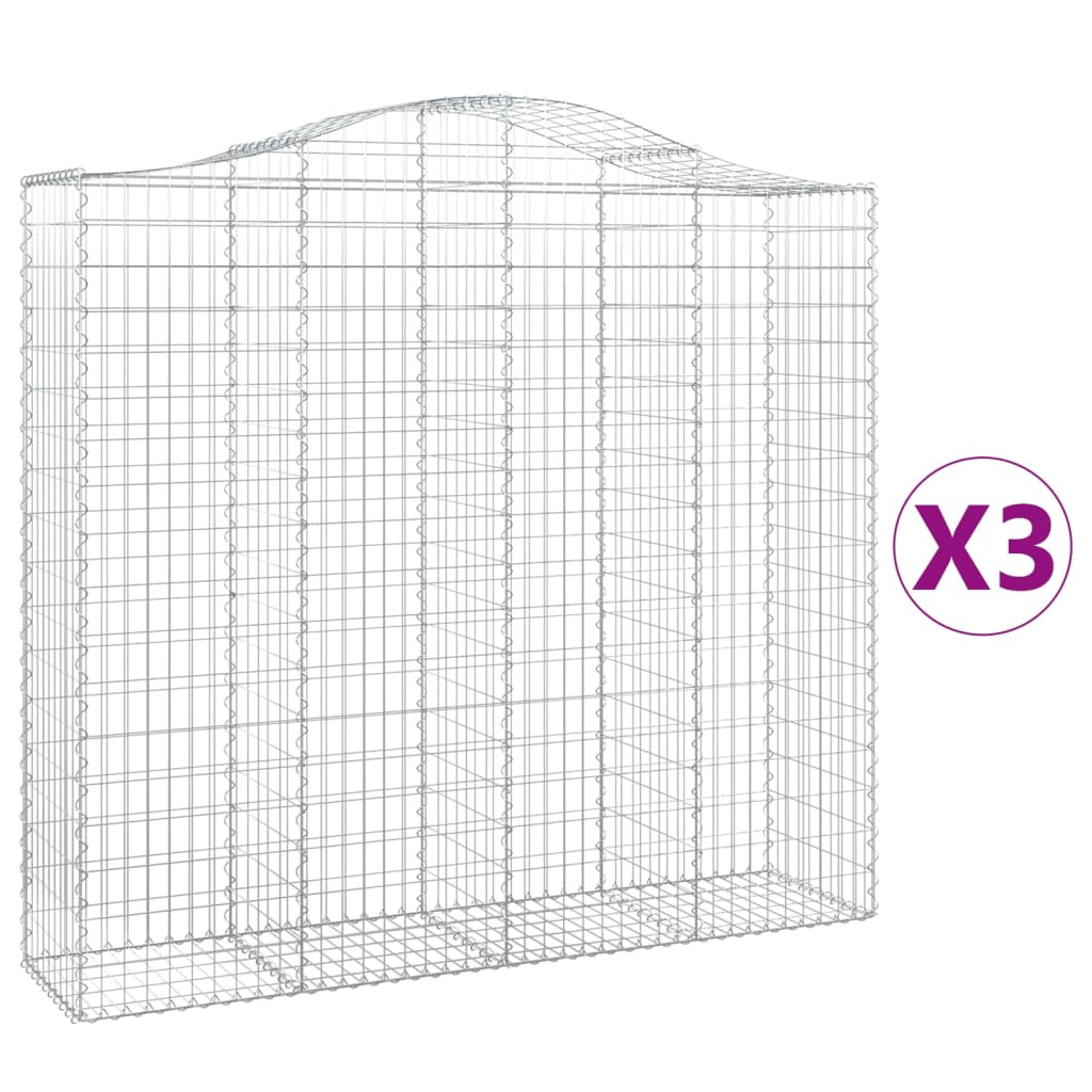 3 db íves horganyzott vas gabion kosár 200x50x180/200 cm (3145725)