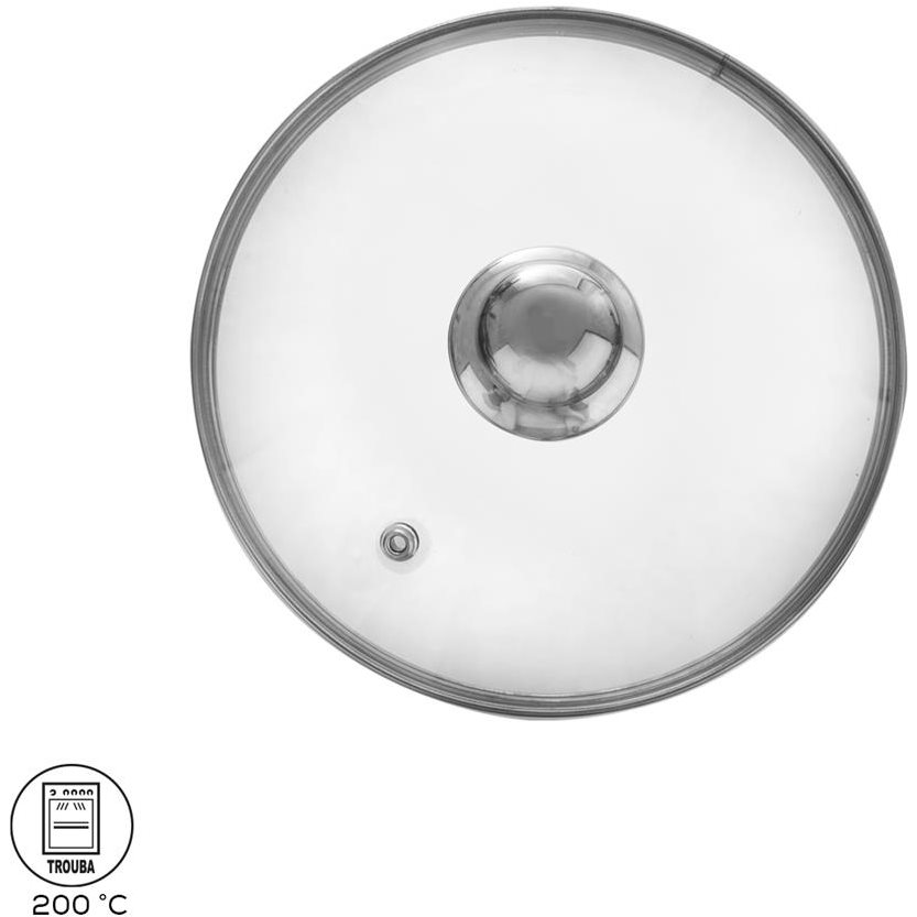 Üveg fedő 20 cm átmérővel, rozsdamentes acél fogantyúval (122578)