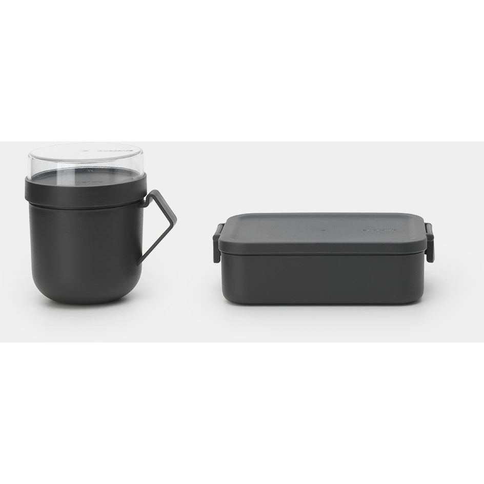 Brabantia Make & Take Lunch Box közepes méretű ételhordozó doboz, 1100 ml, szivárgás- és légmentes záródás, bepattintós (clip-on) zárómechanizmus, BPA mentes műanyag, sötétszürke - 202520 (206665)