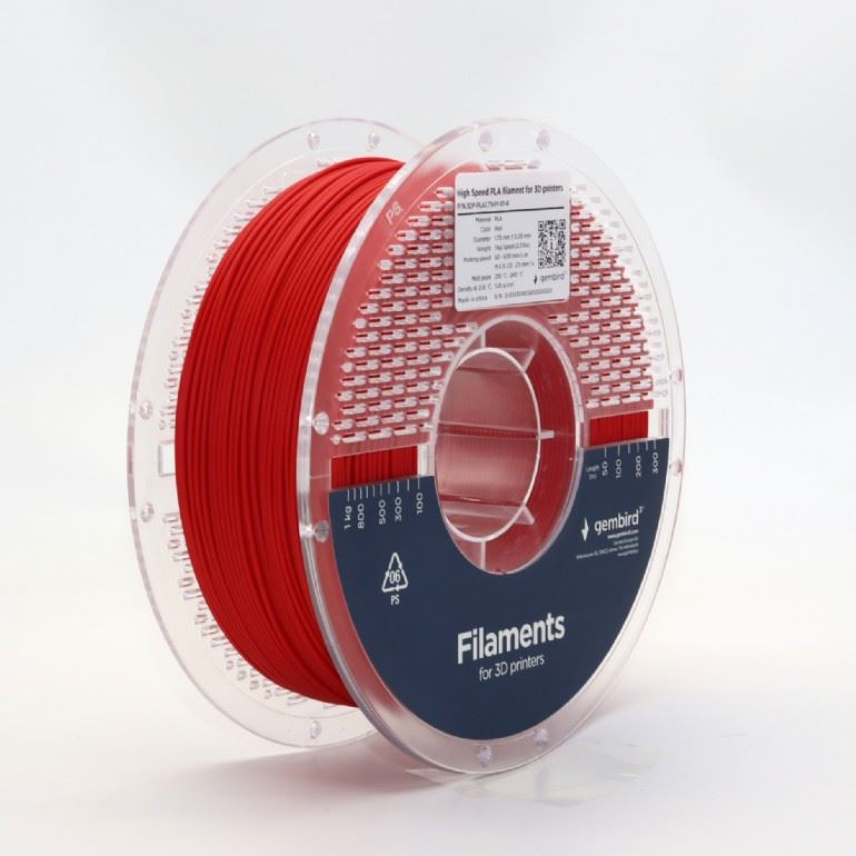 Gembird High Speed PLA filament 1.75mm, 1kg piros (3DP-PLA1.75HY-01-R) (3DP-PLA1.75HY-01-R)