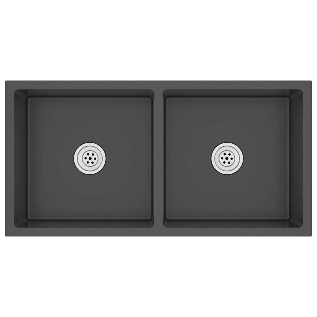 fekete kézzel készült rozsdamentes acél mosogató (51523)