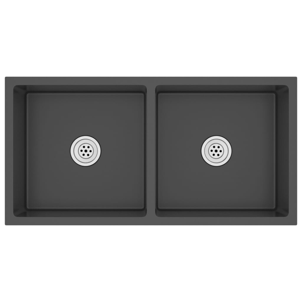 Chiuvetă de bucătărie lucrată manual, negru, oțel inoxidabil