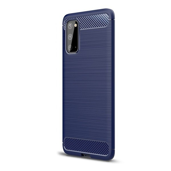 Huawei Y5p / Honor 9S, Szilikon tok, közepesen ütésálló, szálcsiszolt, karbon minta, sötétkék (92331)