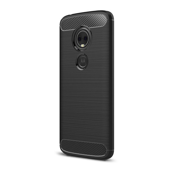 Motorola Moto G8 Plus, TPU szilikon tok, közepesen ütésálló, szálcsiszolt, karbon minta, fekete (G92973)