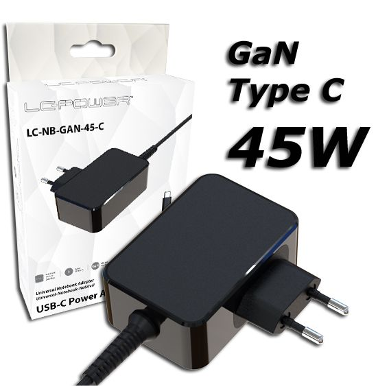 LC-Power LC-NB-GAN-45-C Univerzális Notebook töltő 45W